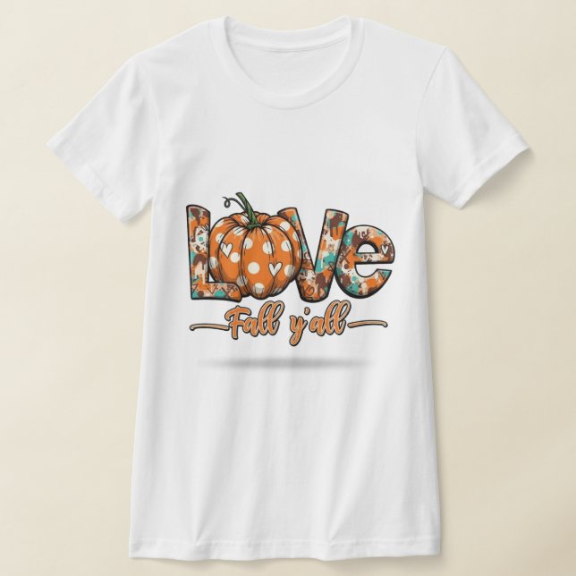 Embrace Your Autumn Vibe: 'Fall Y'all' Leopard Pri T-Shirt (Laydown)