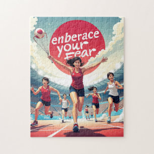 Embrace Your Fear – kawaii Motivational Runner  Jigsaw Puzzle