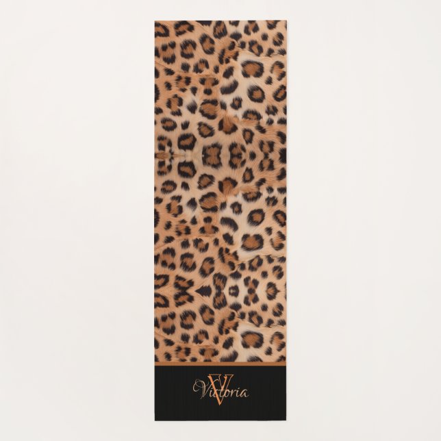 Embrace Your Wild Side with a Leopard Print  Yoga Mat (Back)