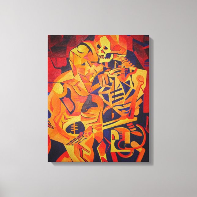 Embracing Death Colourful Geometric Art Canvas Print (Front)