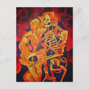 Embracing Death Colourful Geometric Art Postcard