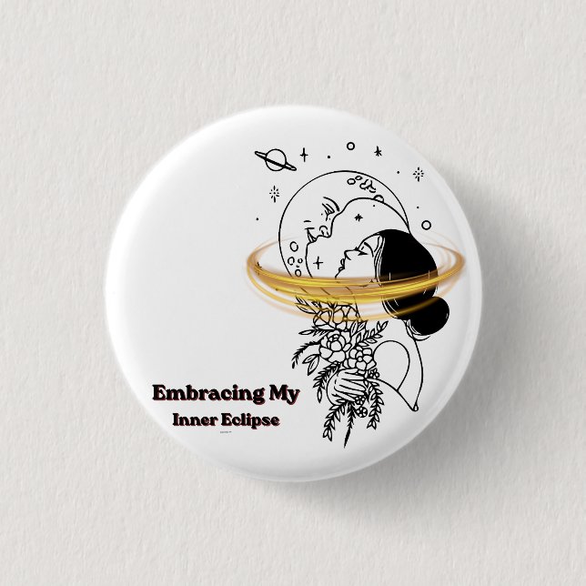 Embracing My Inner Eclipse Celestial Moon Line Art 3 Cm Round Badge (Front)