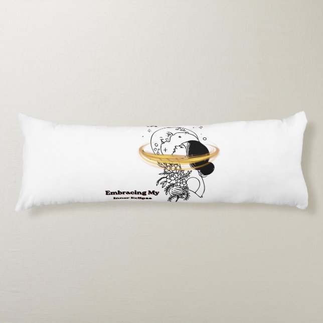 Embracing My Inner Eclipse Celestial Moon Line Art Body Cushion (Front)