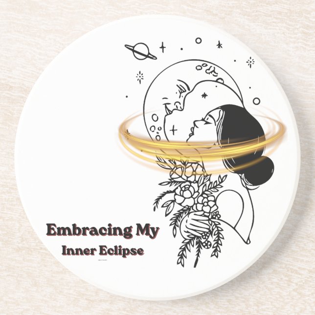 Embracing My Inner Eclipse Celestial Moon Line Art Coaster (Front)