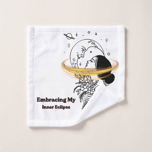 Embracing My Inner Eclipse Celestial Moon Line Art Wash Cloth (Wash Cloth)