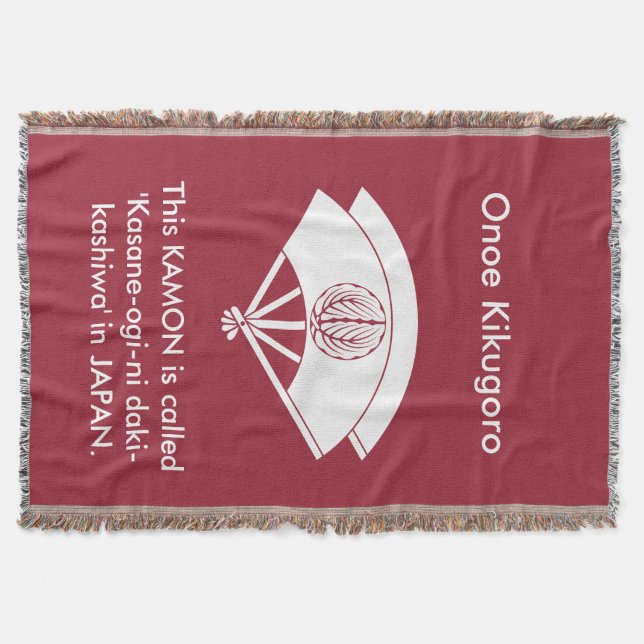 Embracing oak　leaves on layered fans throw blanket (Front)