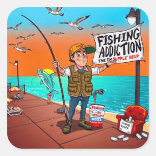 Embracing the Fishing Passion Square Sticker