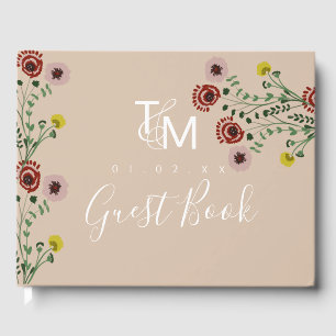 Embroided Floral Vintage Flowers Botanical Guest Book