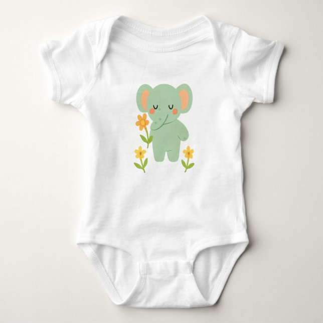 Embroidered Baby Animals  Bodysuit (Front)