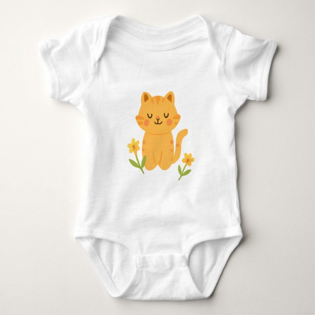 Embroidered Baby Cat Bodysuit (Front)
