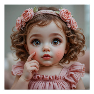 Embroidered Baby Portrait Poster