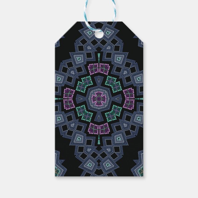 Embroidered beads pattern gift tags (Front)