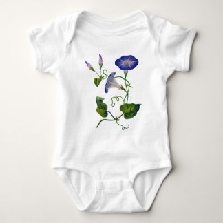 Embroidered Blue Morning Glories Baby Bodysuit