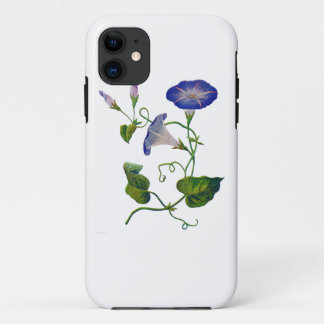Embroidered Blue Morning Glories iPhone 11 Case