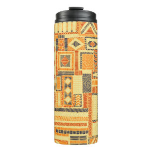 Embroidered Bohemian Patchwork Seamless Pattern Thermal Tumbler