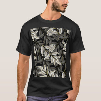 Embroidered branches: black-white print. T-Shirt