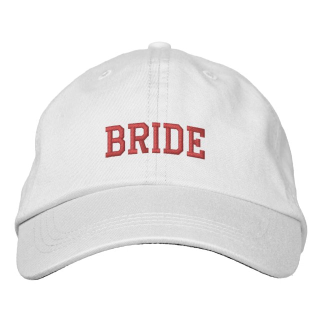 Embroidered Bride Hat, White Flexfit Wool Cap (Front)