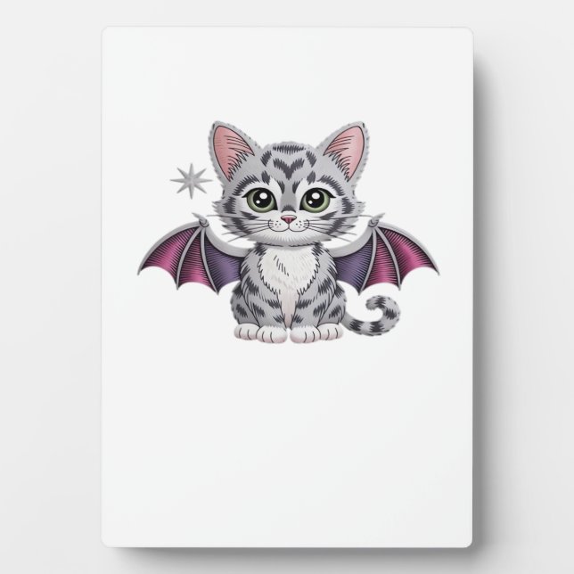 embroidered cat bat Classic T-Shirt Plaque (Front)