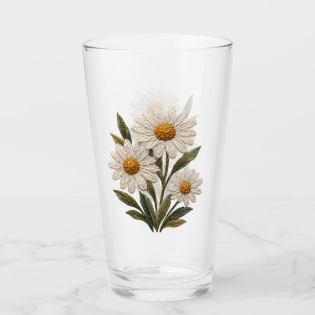 Embroidered Daisy Bloom Glass (Front)