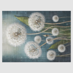 Embroidered Dandelions on Denim, Puffy & Magical  Tissue Paper