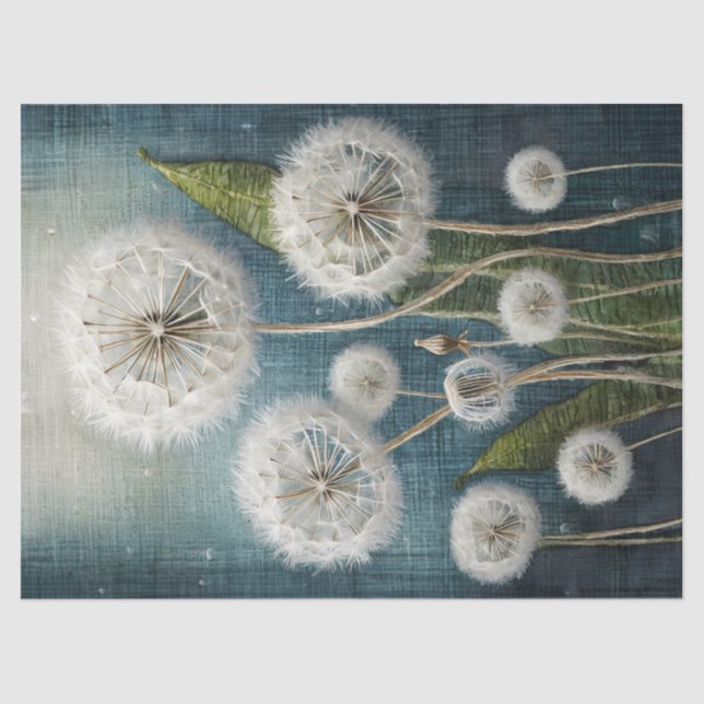 Embroidered Dandelions, Puffy and Magical  Tissue Paper (Front)