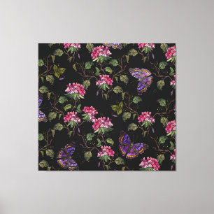 Embroidered Datura Flowers: Botanical Art Canvas Print
