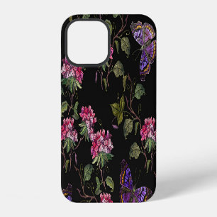 Embroidered Datura Flowers: Botanical Art iPhone 12 Case
