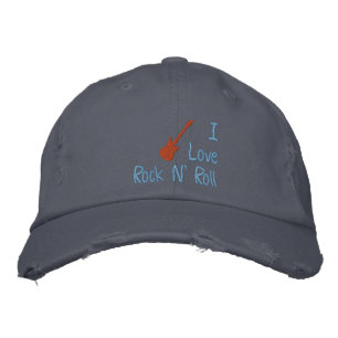 Embroidered Electric Guitar Distressed Hat