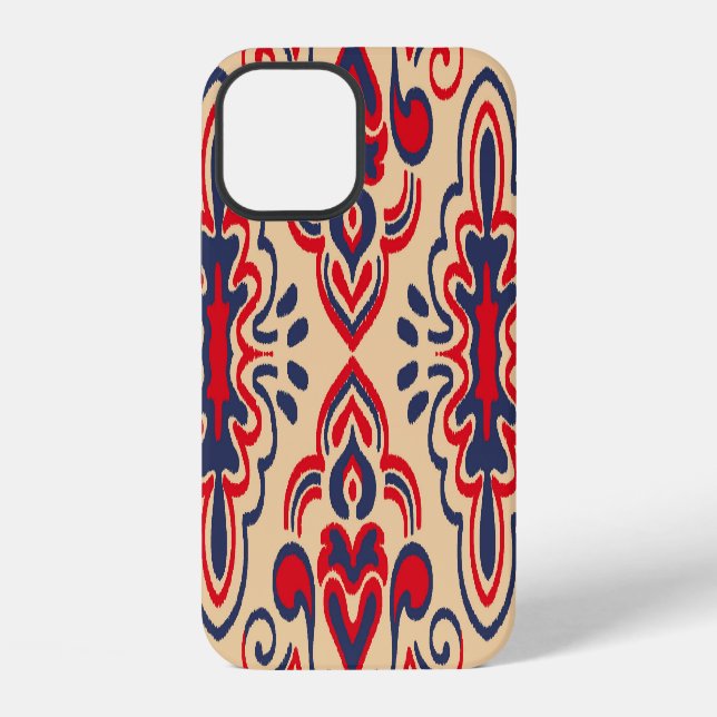 Embroidered Elegance: Ikat Fabric Pattern iPhone Case (Back)