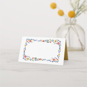 Embroidered Floral Wedding Place Card