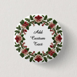 Embroidered Floral Wreath Border 3 Cm Round Badge