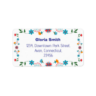 Embroidered Florals Rectangular Address Label