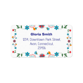 Embroidered Florals Rectangular Address Label