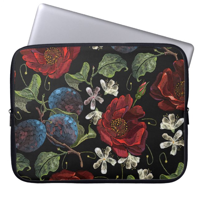Embroidered Florals: Renaissance Seamless Pattern Laptop Sleeve (Front)