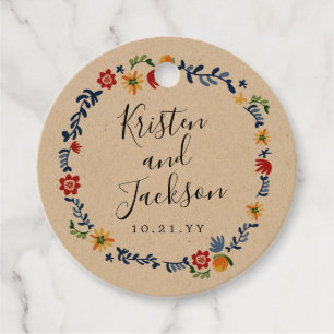 Embroidered Florals Wedding Favour Tags