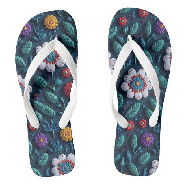 embroidered flowers jandals (Footbed)