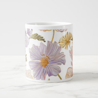 Embroidered Flowers Large Coffee Mug