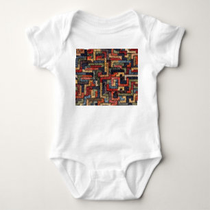 Embroidered geometric, ethnic texture baby bodysuit