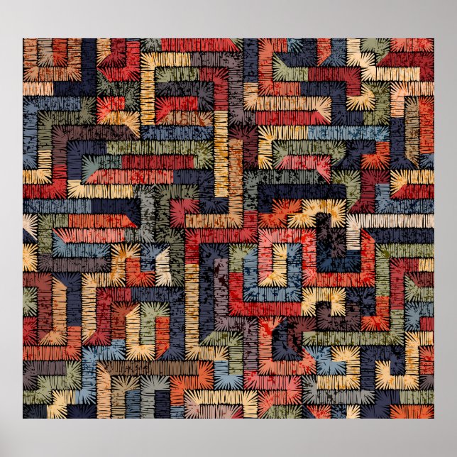 Embroidered geometric, ethnic texture poster (Front)