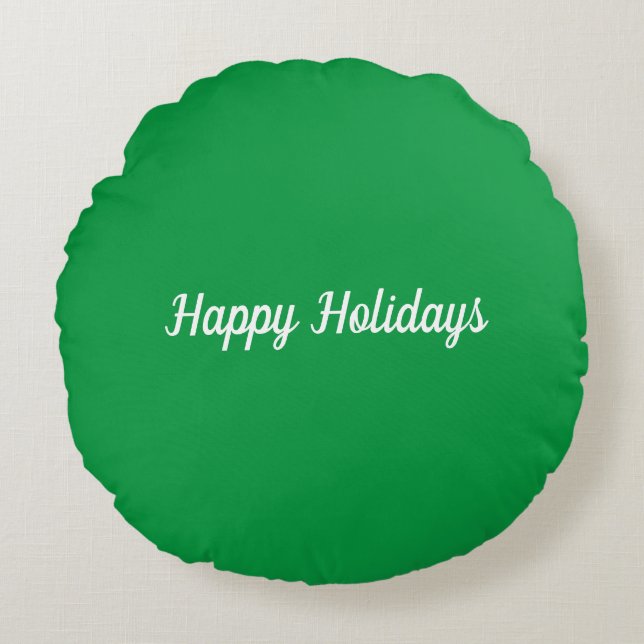 Embroidered Green Christmas Round Cushion (Front)
