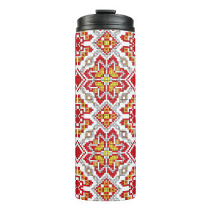 Embroidered handmade cross-stitch ethnic Ukraine p Thermal Tumbler