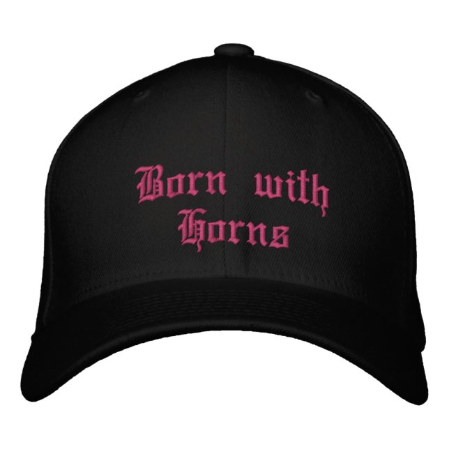 Embroidered Hat- Born with Horns Hat (Front)
