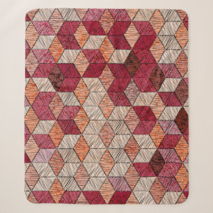 Embroidered Hexagons: Bohemian Patchwork Print. Sherpa Blanket
