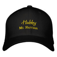 Embroidered Hubby Wifey Baseball Caps, Matching