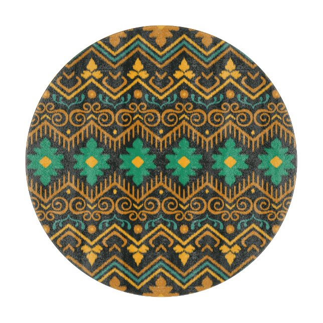 Embroidered Ikat Fabric Ethnic Design Cutting Board (Front)