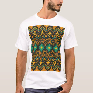 Embroidered Ikat Fabric Ethnic Design T-Shirt
