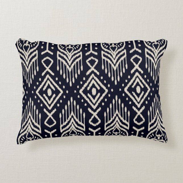 Embroidered Ikat Fabric: Ethnic Elegance. Decorative Cushion (Front)