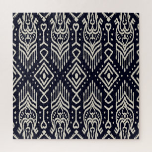 Embroidered Ikat Fabric: Ethnic Elegance. Jigsaw Puzzle