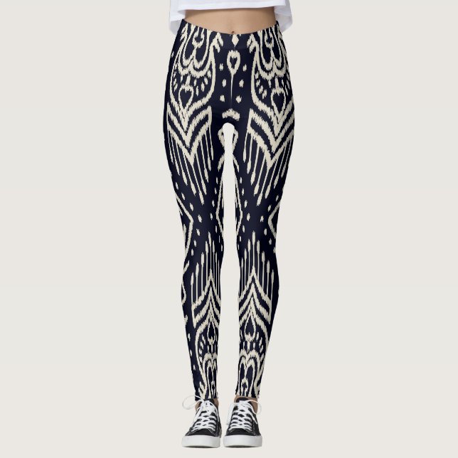 Embroidered Ikat Fabric: Ethnic Elegance. Leggings (Front)