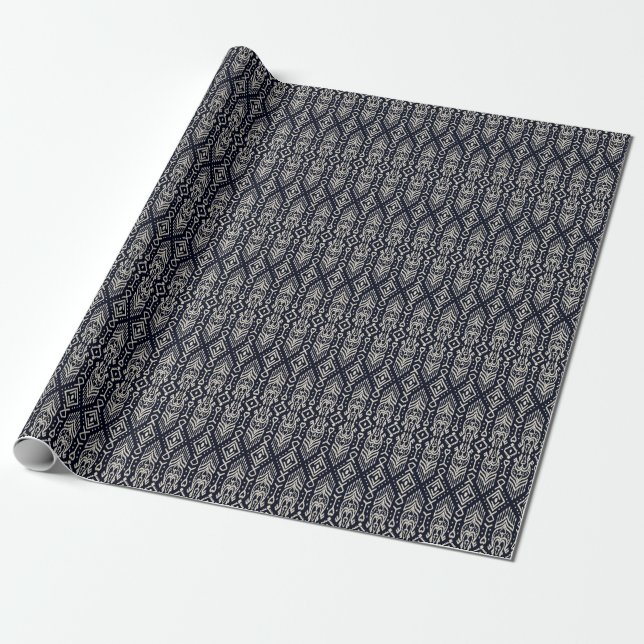Embroidered Ikat Fabric: Ethnic Elegance. Wrapping Paper (Unrolled)